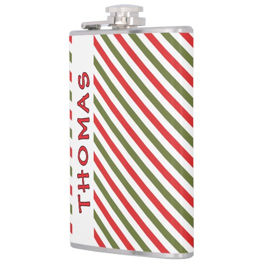 Retro Red Green White Christmas Stripe Pattern Heupfles (Links)