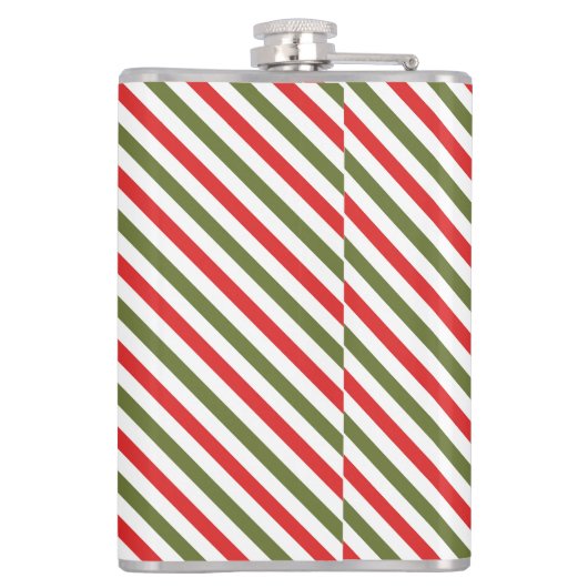 Retro Red Green White Christmas Stripe Pattern Heupfles (Achterkant)