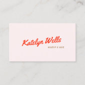 Retro Red Handgeschreven Script Typografie Roze Visitekaartje (Voorkant)