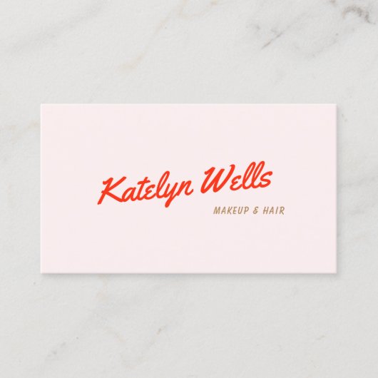 Retro Red Handgeschreven Script Typografie Roze Visitekaartje (Voorkant)