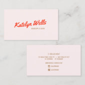 Retro Red Handgeschreven Script Typografie Roze Visitekaartje (Voorkant / Achterkant)