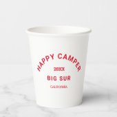 Retro Red Happy Camper Crest Custom Camping Papieren Bekers (Achterkant)