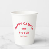 Retro Red Happy Camper Crest Custom Camping Papieren Bekers (Voorkant)