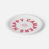 Retro Red Happy Campers Camping Trip Custom Papieren Bordje (Gekanteld)