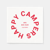 Retro Red Happy Campers Camping Trip Custom Servet (Voorkant)