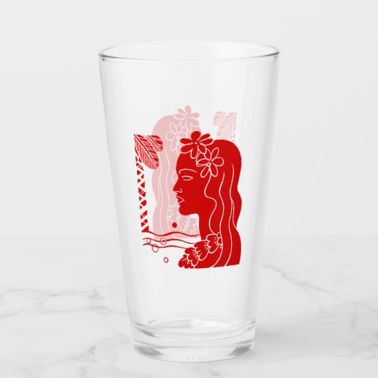 Retro Red Hawaiian Girl Glas (Voorkant)