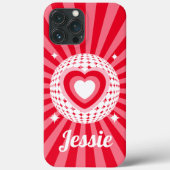 Retro Red Heart, gepersonaliseerde naam Case-Mate iPhone Case (Achterkant)