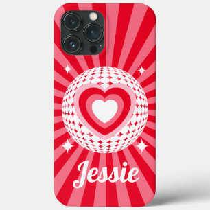 Retro Red Heart, gepersonaliseerde naam Case-Mate iPhone Case