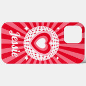 Retro Red Heart, gepersonaliseerde naam Case-Mate iPhone Case (Achterkant (horizontaal))