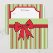 Retro Red Holiday Bow uitnodigingen (Voorkant / Achterkant)
