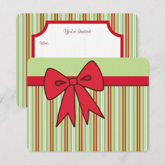 Retro Red Holiday Bow uitnodigingen (Voorkant / Achterkant)