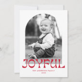 Retro Red Joyful Arch Foto Feestdagenkaart (Voorkant)