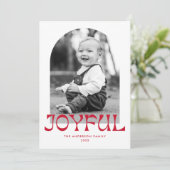 Retro Red Joyful Arch Foto Feestdagenkaart (Staand voorkant)