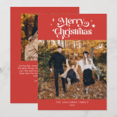 Retro Red Kerstmis-fotovakantiekaart Feestdagenkaart (Voorkant / Achterkant)
