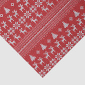 Retro Red Kerstreindester Snowflake Patroon Tissuepapier (Detail)