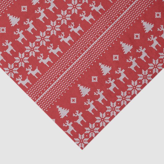 Retro Red Kerstreindester Snowflake Patroon Tissuepapier (Detail)