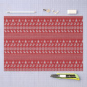 Retro Red Kerstreindester Snowflake Patroon Tissuepapier (Craft)