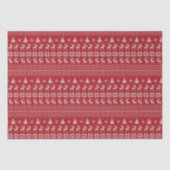 Retro Red Kerstreindester Snowflake Patroon Tissuepapier (Voorkant)