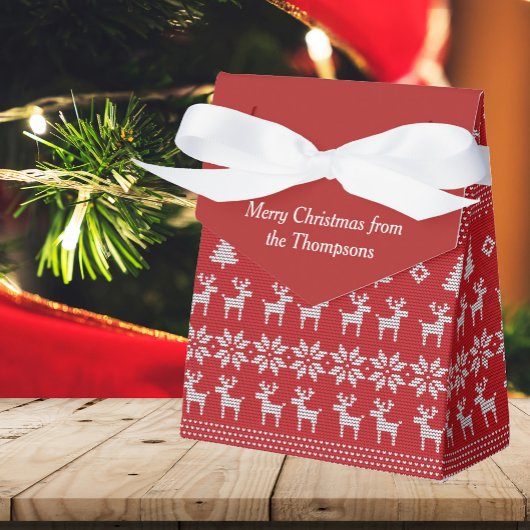 Retro Red kerstrenrendierentuin op aangepaste fees Bedankdoosjes