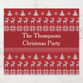 Retro Red kerstrenrendierentuin op aangepaste fees Sparkling Wijnetiket (Enkel label)