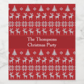 Retro Red kerstrenrendierentuin op aangepaste fees Wijn Etiket (Enkel label)