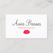 Retro Red Kissing Lips Makeup Artist Beauty Salon Visitekaartje (Voorkant)
