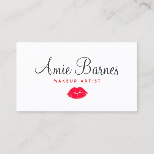Retro Red Kissing Lips Makeup Artist Beauty Salon Visitekaartje (Voorkant)
