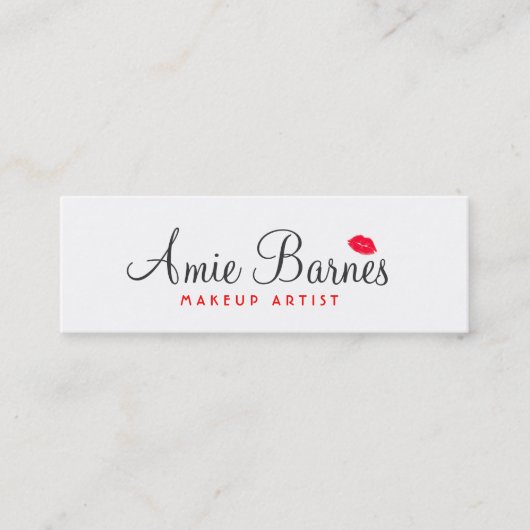 Retro Red Kissing Lips Makeup Artist White Beauty Mini Visitekaartje (Voorkant)