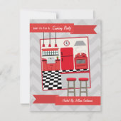 Retro Red Kitchen Kooking Party nodigt uit Kaart (Voorkant)