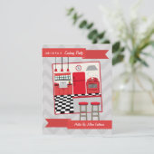 Retro Red Kitchen Kooking Party nodigt uit Kaart (Staand voorkant)