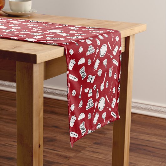 Retro Red Kitchen Korte Tafelloper (Voorbeeld)