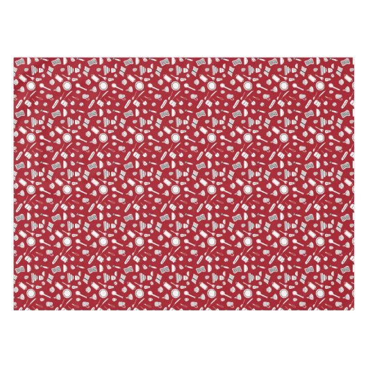 Retro Red Kitchen Tafelkleed (Voorkant (Horizontaal))