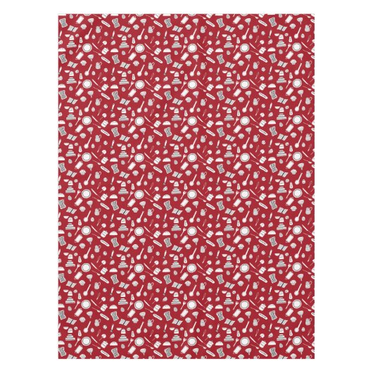 Retro Red Kitchen Tafelkleed (Voorkant)
