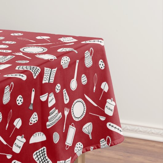 Retro Red Kitchen Tafelkleed (Voorbeeld)