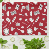 Retro Red Kitchen Theedoek (Gevouwen)