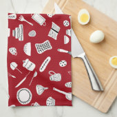 Retro Red Kitchen Theedoek (Quarter Fold)
