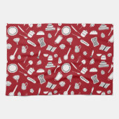 Retro Red Kitchen Theedoek (Horizontaal)