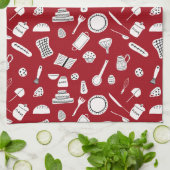 Retro Red Kitchen Theedoek (Gevouwen)