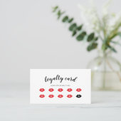 Retro Red Lips Makeup Artist Loyalty Card Visitekaartje (Staand voorkant)