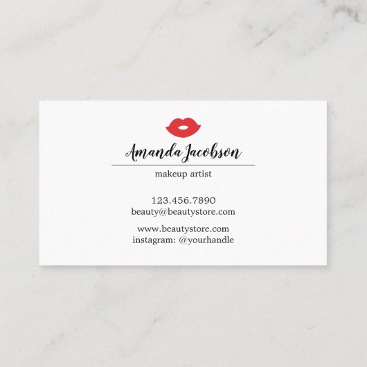 Retro Red Lips Makeup Artist Loyalty Card Visitekaartje (Achterkant)