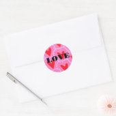 Retro Red Love Hearts Black Typografie Valentijns Ronde Sticker (Envelop)