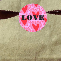Retro Red Love Hearts Black Typografie Valentijns