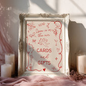 Retro Red Love in the air Bridal Cards gifts Sign Poster