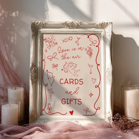 Retro Red Love in the air Bridal Cards gifts Sign Poster