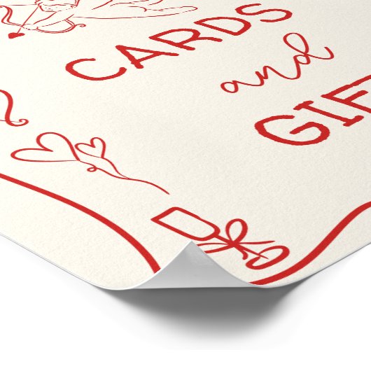 Retro Red Love in the air Bridal Cards gifts Sign Poster (Hoek)