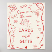 Retro Red Love in the air Bridal Cards gifts Sign Poster (Voorkant)