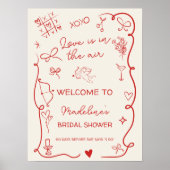 Retro Red Love in the air welcome bridal shower Poster (Voorkant)