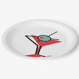 Retro Red Martini Papieren Bordje