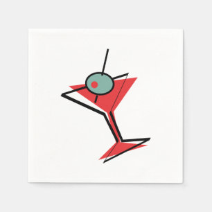 Retro Red Martini Servet