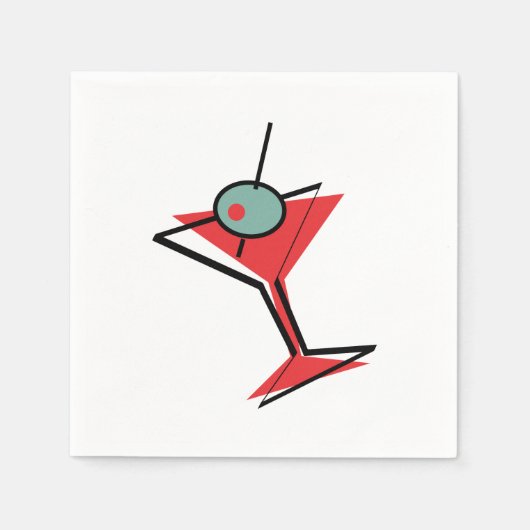 Retro Red Martini Servet (Voorkant)
